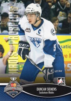 2012-13 In The Game Heroes and Prospects - 2013 Memorial Cup #MC-18 Duncan Siemens Front