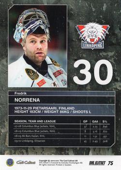 2010-11 SHL Elitset - Limited Edition #75 Fredrik Norrena Back