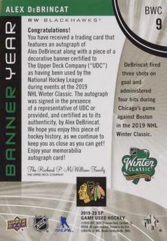 2019-20 SP Game Used - Banner Year 2019 NHL Winter Classic Autographs #BWC-9 Alex DeBrincat Back