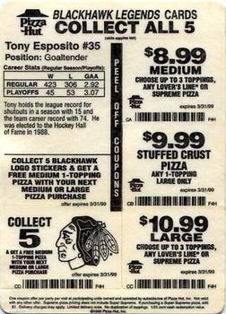 1998 Pizza Hut Chicago Blackhawks Legends #NNO Tony Esposito Back