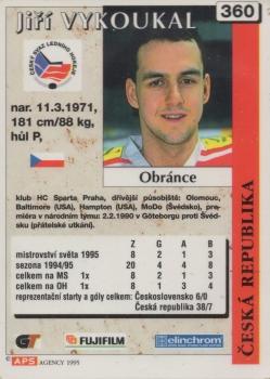 1995-96 APS Extraliga (Czech) #360 Jiri Vykoukal Back
