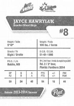 2014-15 Post CHL #NNO Jayce Hawryluk Back
