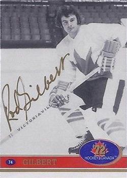 1991-92 Future Trends Canada ’72 - Gold Paint Autographs Swirl #74 Rod Gilbert Front