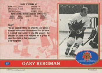 1991-92 Future Trends Canada ’72 - Gold Paint Autographs Swirl #87 Gary Bergman Back