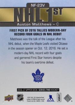 2016-17 Upper Deck - NHL Firsts Achievements #NF-23V Auston Matthews Back
