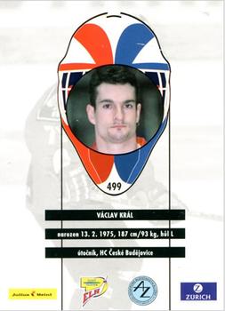 1999-00 Czech OFS - All Star Game Silver Pearl #499 Vaclav Kral Back