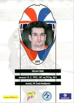 1999-00 Czech OFS - All Star Game Gold Pearl #499 Vaclav Kral Back