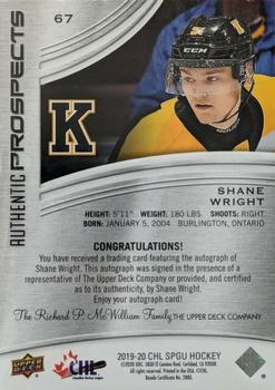 2019-20 SP Game Used CHL - Blue Autographs #67 Shane Wright Back