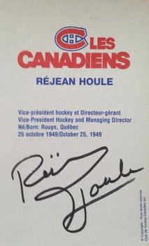 1996-97 Montreal Canadiens Postcards #NNO Rejean Houle Back