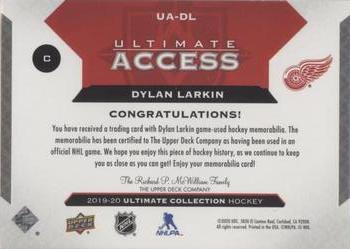 2019-20 Upper Deck Ultimate Collection - Ultimate Access Jersey #UA-DL Dylan Larkin Back