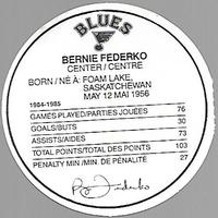 1985-86 Kellogg's Accordion Discs #NNO Bernie Federko Back