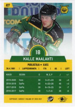 2020-21 Cardset Finland #027 Kalle Maalahti Back