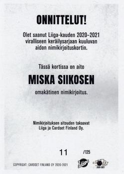 2020-21 Cardset Finland - Signature #NNO Miska Siikonen Back