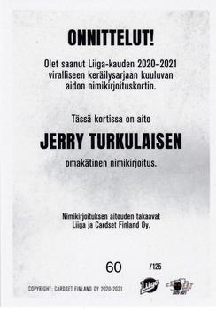 2020-21 Cardset Finland - Signature #NNO Jerry Turkulainen Back