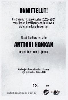 2020-21 Cardset Finland - Signature Limited Edition #NNO Anttoni Honka Back