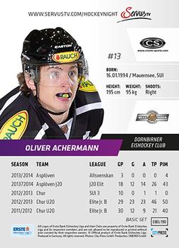 2014-15 Playercards (EBEL) #EBEL-190 Oliver Achermann Back