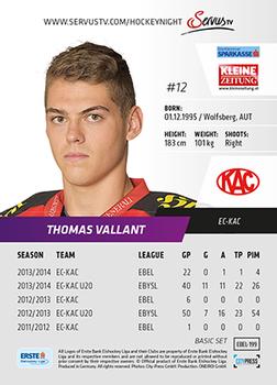 2014-15 Playercards (EBEL) #EBEL-199 Thomas Vallant Back