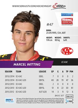 2014-15 Playercards (EBEL) #EBEL-213 Marcel Witting Back