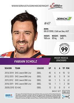 2014-15 Playercards (EBEL) #EBEL-223 Fabian Scholz Back