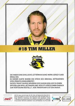 2018-19 Playercards (DEL) - Letterman #DEL-LM08 Tim Miller Back