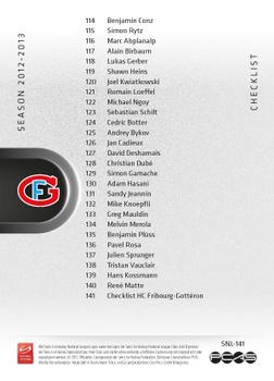 2012-13 Swiss National League #141 Checklist Back