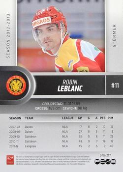 2012-13 Swiss National League #217 Robin Leblanc Back