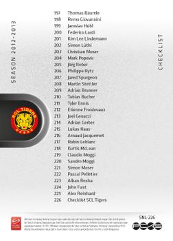 2012-13 Swiss National League #226 Checklist Back