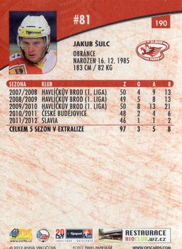 2012-13 Czech OFS Plus #190 Jakub Sulc Back