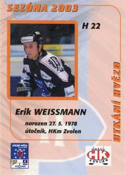 2003-04 Czech OFS - All Star Game #22 Erik Weissmann Back