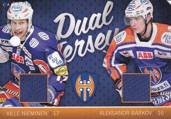 2014-15 Cardset Finland - Dual Jersey Series 1 Redemption #NNO Ville Nieminen / Aleksander Barkov Front