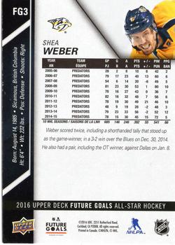 2016 Upper Deck All-Star Fan Fair Nashville Future Goals #FG3 Shea Weber Back