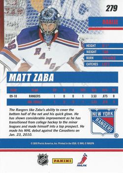 2010-11 Donruss #279 Matt Zaba  Back