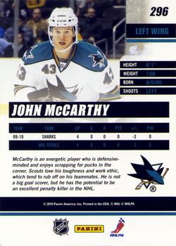 2010-11 Donruss #296 John McCarthy  Back
