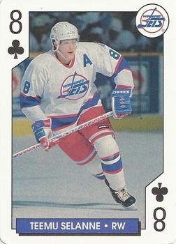 1995-96 Bicycle NHL Hockey Aces #8♣ Teemu Selanne Front