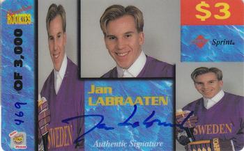 1995 Signature Rookies Auto-Phonex - $3 Phone Cards #24 Jan Labraaten Front