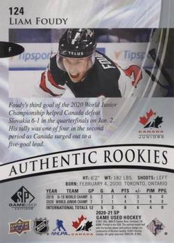 2020-21 SP Game Used #124 Liam Foudy Back