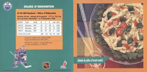 1993-94 Kraft Recipes (French) - Recipes #NNO Bill Ranford Back