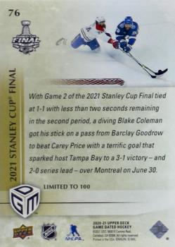 2020-21 Upper Deck Game Dated Moments - Gold #76 Blake Coleman Back