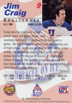 1995 Signature Rookies Miracle on Ice - Gold Medal Set #9 Jim Craig Back