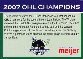 2007-08 Meijer Plymouth Whalers (OHL) #NNO 2007 OHL Champions Back