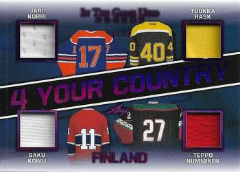 2020-21 Leaf In The Game Used - 4 Your Country Purple #4YC-08 Jari Kurri / Tuukka Rask / Saku Koivu / Teppo Numminen Front