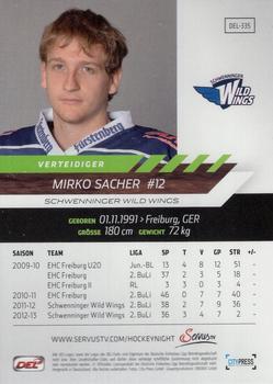 2013-14 Playercards Premium Serie (DEL) #DEL-335 Mirko Sacher Back