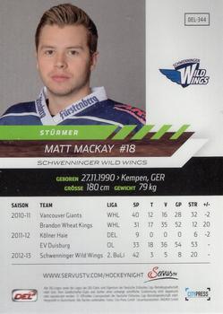 2013-14 Playercards Premium Serie (DEL) #DEL-344 Matt MacKay Back