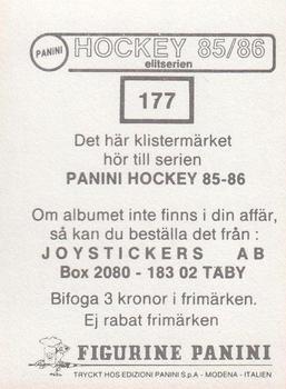 1985-86 Panini Hockey Elitserien (Swedish) Stickers #177 Kenneth Johansson Back