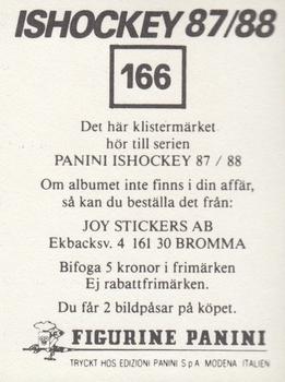 1987-88 Panini Ishockey (Swedish) Stickers #166 Badge Back
