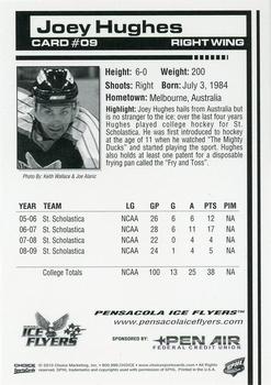 2009-10 Choice Pensacola Ice Flyers (SPHL) #09 Joey Hughes Back