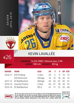 2014-15 Playercards (DEL2) #DEL2-164 Kevin Lavallee Back