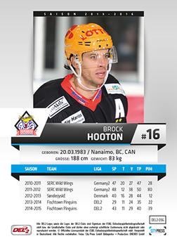 2015-16 Playercards (DEL2) #DEL2-056 Brock Hooton Back
