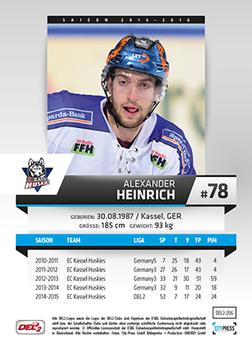 2015-16 Playercards (DEL2) #DEL2-206 Alexander Heinrich Back