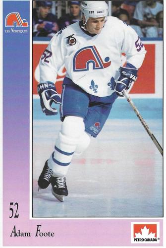 1991-92 Petro-Canada Quebec Nordiques #NNO Adam Foote Front